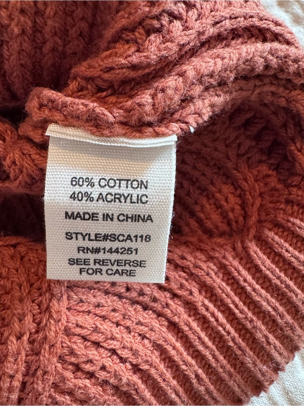 moon & madison Open-Knit V-Neck Sweater in Rust Orange - Size Large - Picture 7 of 10